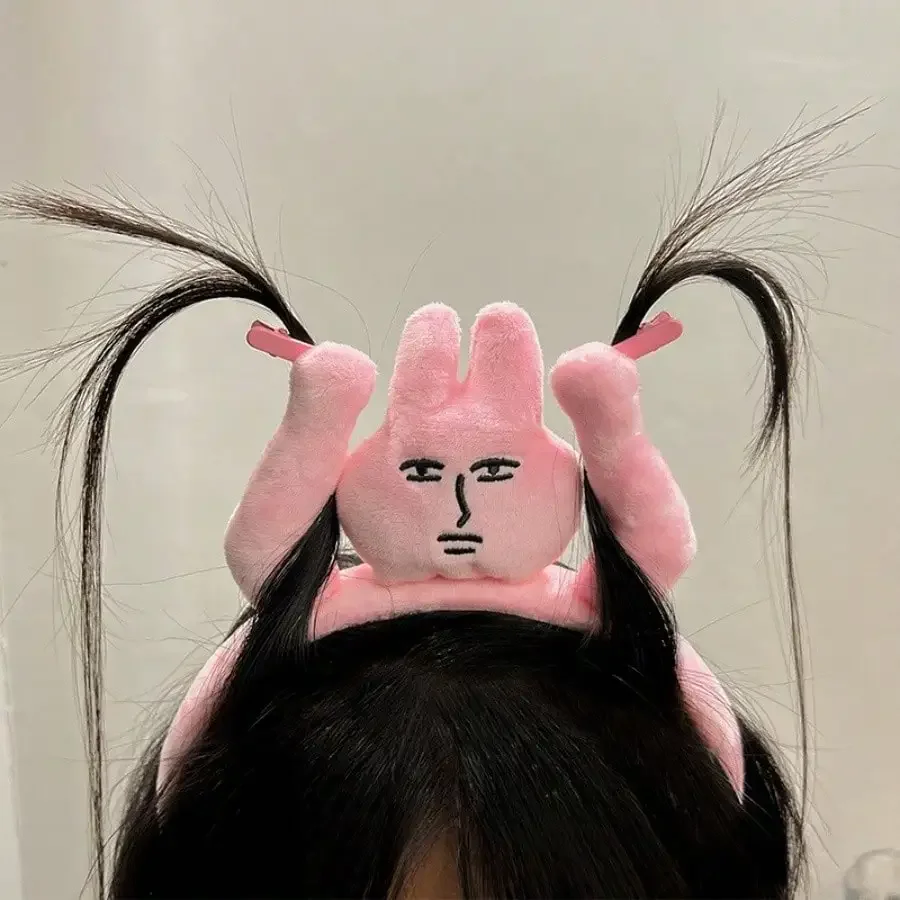 

Funny Pink Plush Rabbit Headband For Adults Hair Accessory Party Costume