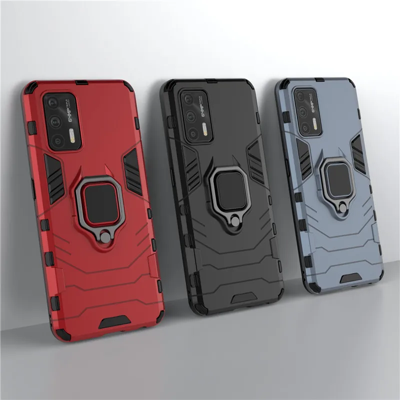 Shockproof Kickstand Case For OPPO Realme 5 6 V5 X50 XT X2 Pro Magnetic Ring Armor Silicone Bumper Back Cover For Realme GT NEO