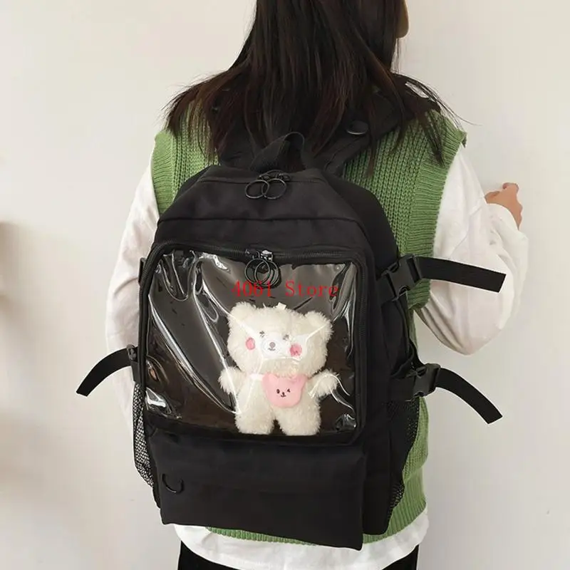 حقيبة ظهر لوليتا للفتيات المراهقات حقيبة مدرسية للسيدات والطالبات من النايلون حقيبة نهارية كاجوال متعددة الجيوب #3