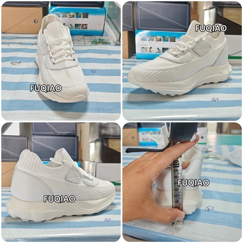 Unisex Summer Breathable Mesh Sneakers 8CM Hidden Invisible Height Increasing Shoes Soft Cushion Comfort Casual Elevator Sports