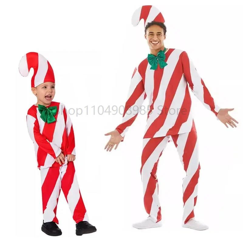 

Christmas Cosplay Candy Cane Costume Xmas Carnival Party Stage Performance Role-playing Santa Claus Fancy Dress Up