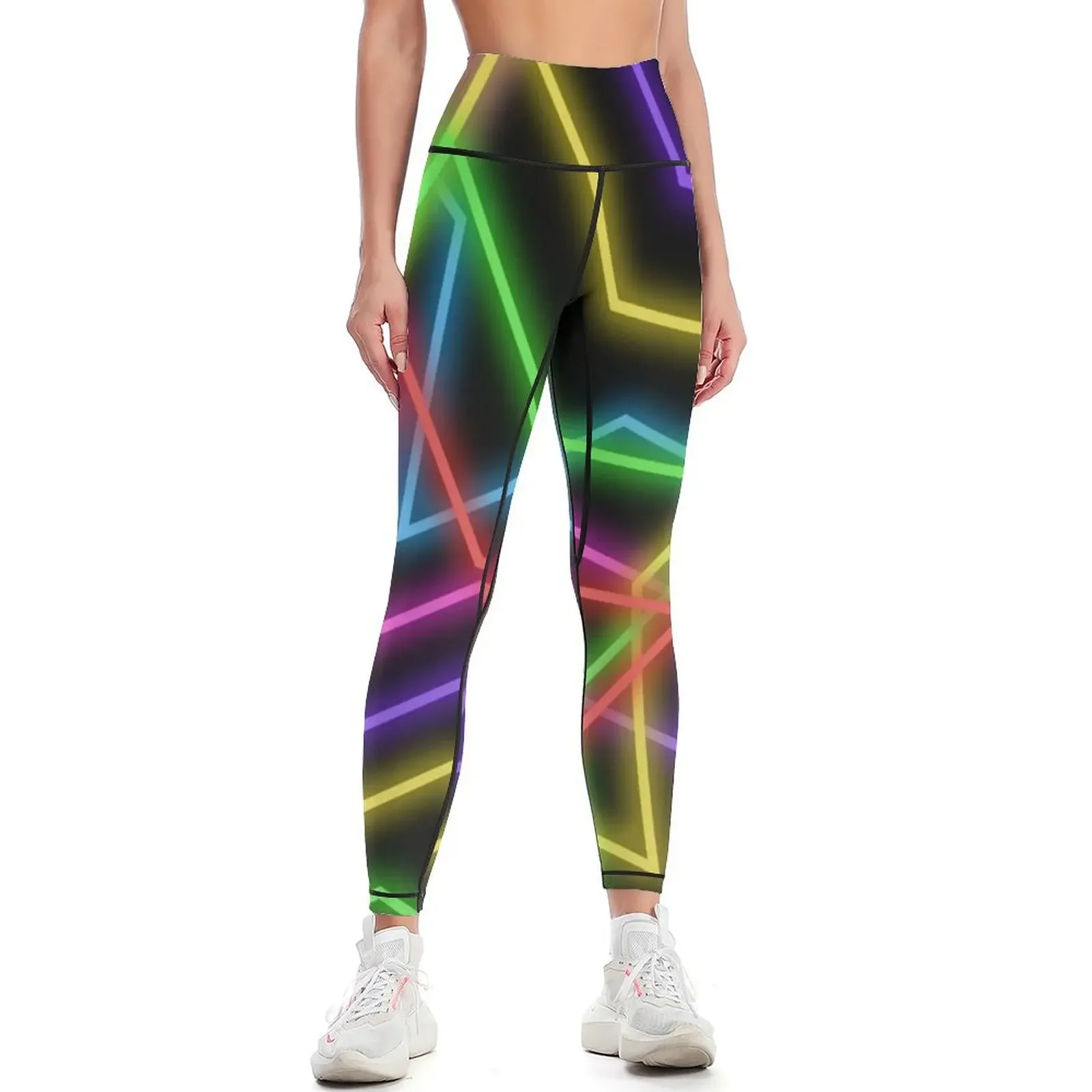 

1980s Rainbow Neon Glowing Stars, Single Image Version Leggings Women's pants legging gym trousers Womens Leggings