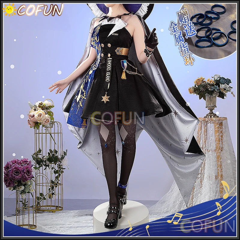 COFUN [Customized] Arknights Amiya Cosplay Costume Fancy Party Suit Halloween Carnival Uniforms Outfit Women Dress With Big Hat