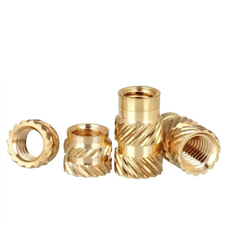 النحاس إدراج المكسرات 1/4-20 UNC الساخن تذوب مخرش الموضوع حقن الحرارة صب تضمين المكسرات النحاسية للطابعة ثلاثية الأبعاد