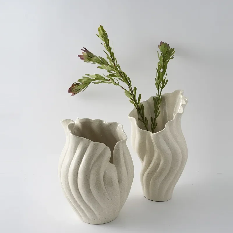 Large Wabi Sabi Ceramic Vase Medieval Style Home Decor Soft Ornament For Living Room Dried Flower Arrangement High End Model
