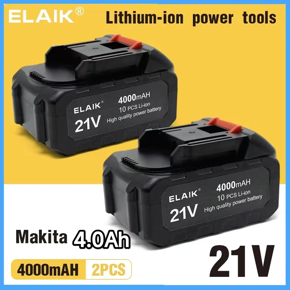 마키타 전동 공구용 충전식 리튬 이온 배터리, EU 플러그, 21V, 4000mAh