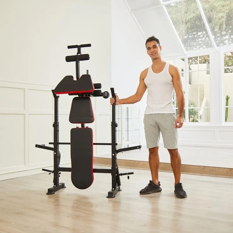 met Squat Rack Verstelbare trainingsbank met beenontwikkelaar Prediker Curl Rack Fitness krachttraining