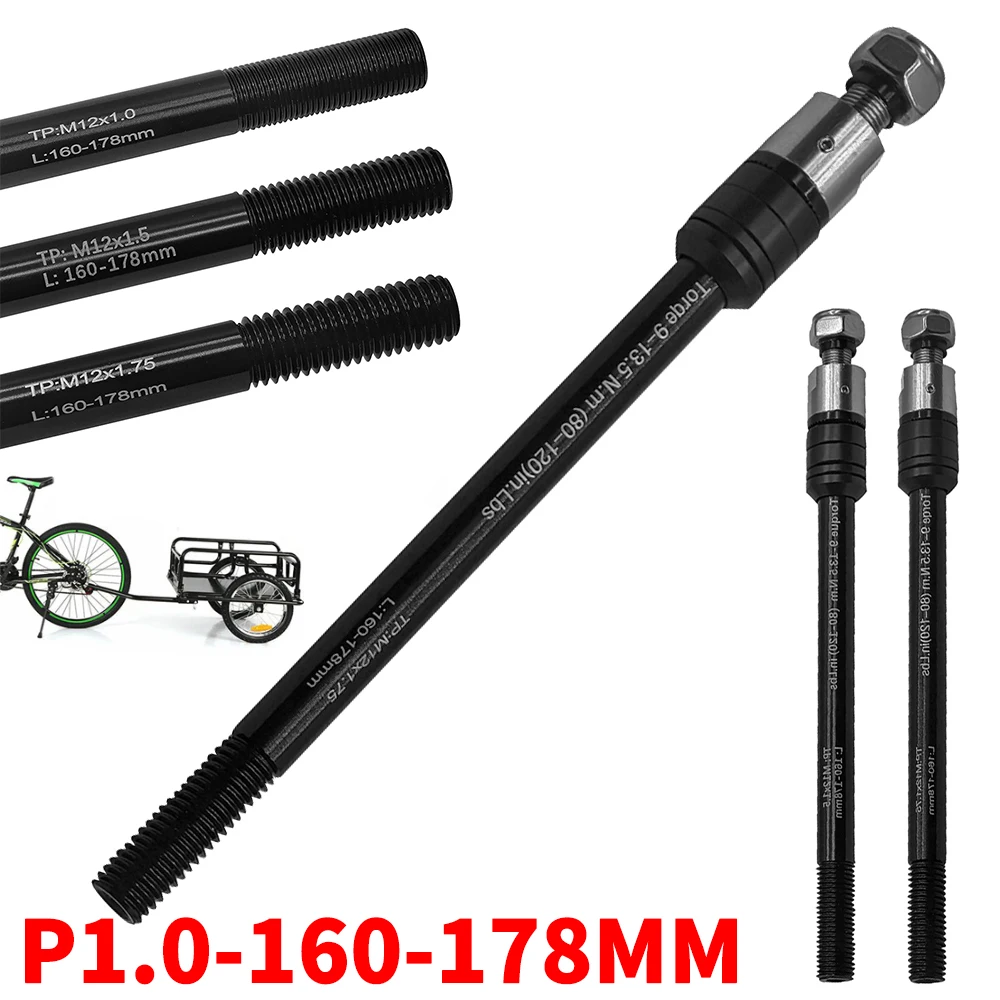 

Bicycle Trailer Thru Axle Adapter Bike Front Fork Axle 160-178mm P1.0/1.5/1.75 Bike Trailer Hitch Thru Axles Adapter for Bike