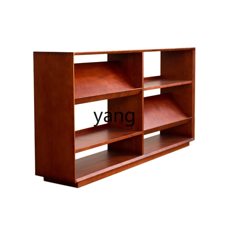 

LTT retro solid wood bookshelf floor-to-ceiling low bookcase living room storage display cabinet combination