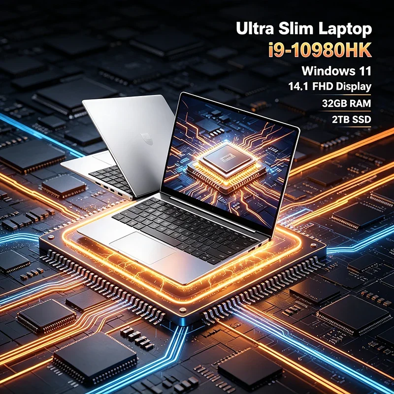 14.1 120Hz FHD IPS Laptop Intel I9-10980HK 32GB Large RAM 2TB High Speed SSD Backlit Keyboard Long Lasting Battery Notebook