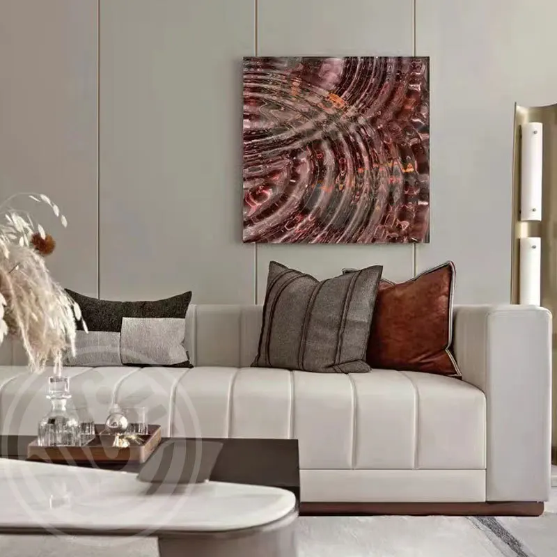 Light luxury water ripple carving hand-painted painting fashionable simple living room sofa decoration painting entrance