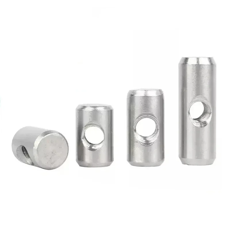 5Pcs 304 Stainless Steel Barrel Bolts Cylindrical Pin Dowel Cross Hole Hammer Embedded Nut for  Furniture Accessories M4 M5 M6