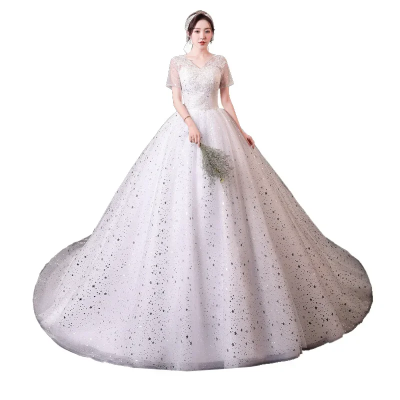 Customized Wedding Dress Lace Up New Bride's Embroidery  Wedding Dresses Plus Size Ball Gowns Vestido De Novia