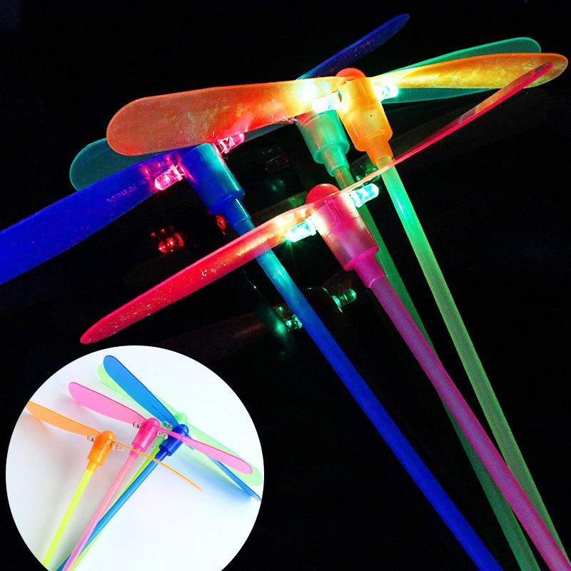 10Pcs/bag Outdoor Kids Toys LED Glowing Bamboo Dragonfly Birthday Party Supplies Carnival Party Children Back To School Gifts