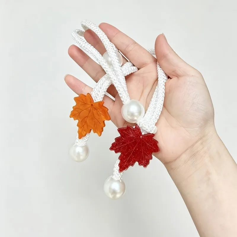 2pcs Autumn Faux Maple Leaf Decorative Curtain Ties, Suitable for Matching Themed Sheer Curtains, Curtain Gathering Fixer