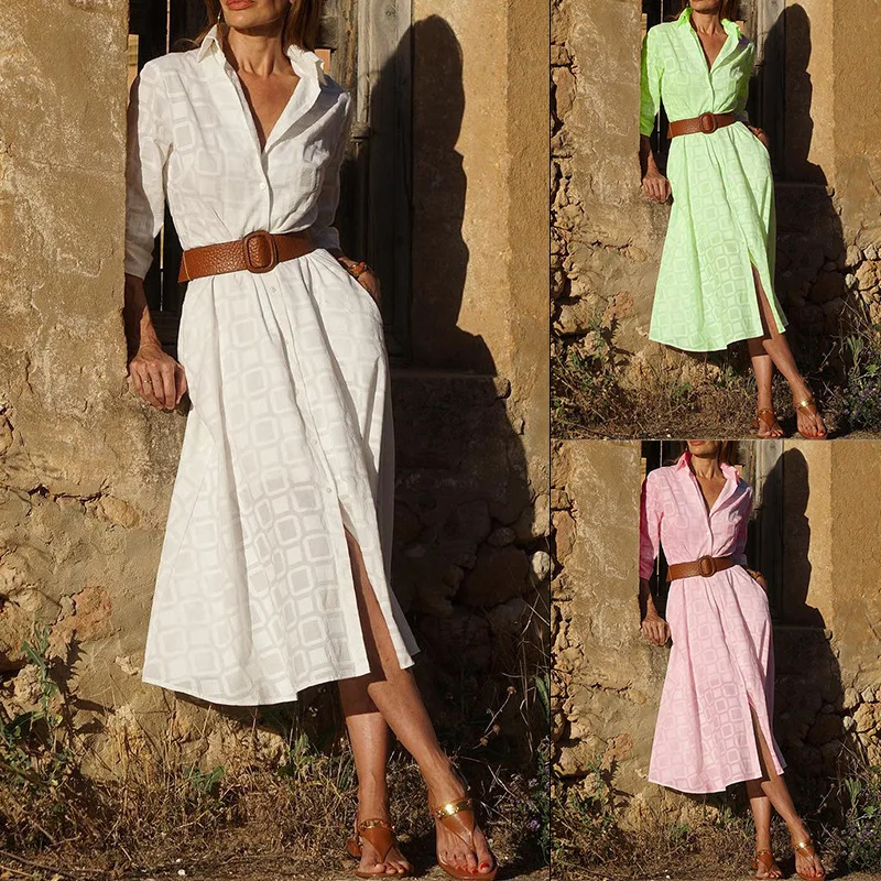 

Dress Women Long Dresses Y2k Streetwear Vestidos Full Sleeve High Waist Belt Elegant Splice Print Party Work Slim Beach 2025