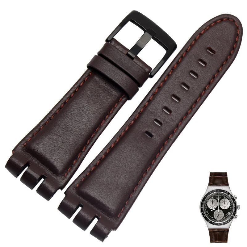 23MM Genuine Calf Leather Watchband Steel Clasp For Swatch IRONY YOS440 449  448  401G Watch Strap Watch band Bracelet Wristband image 5