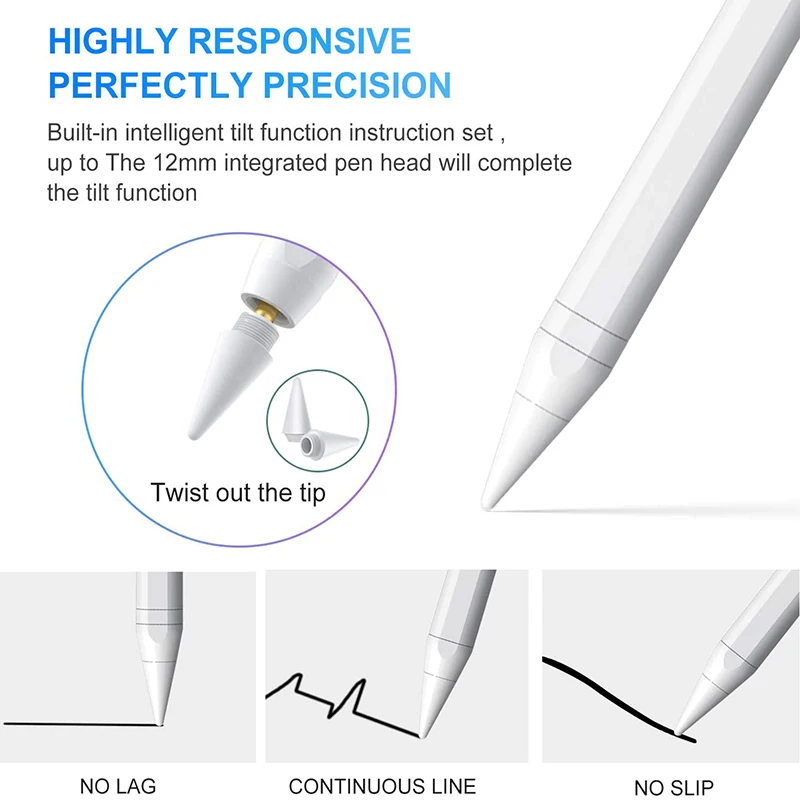 قلم تصميم رقمي قابل لإعادة الشحن لآبل آي باد ، قلم قلم قلم لأيباد برو ، ميني ، هواء ، أيفون ، شاشة تعمل باللمس بالسعة ، هاتف لوحي