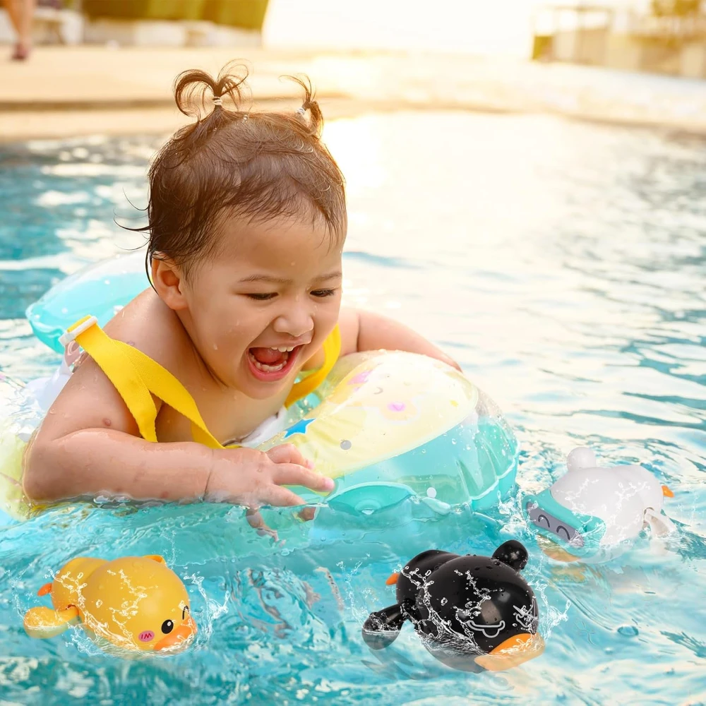 2 Stück Baby bades pielzeug, schwimmendes Aufzieh spielzeug für Kinder badewannen, niedliche Schwimm wasserbecken spiele für Baby party Strandbad zeit