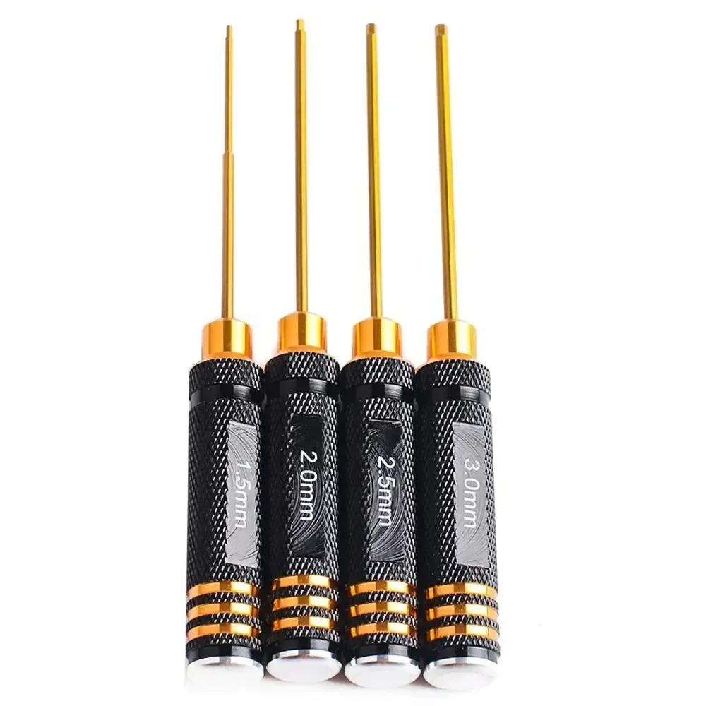 

4PCS RC Tools Hex Screw Driver Set Titanium Plating Hardened 1.5 2.0 2.5 3.0mm Screwdriver Hex Key For RC Helicopter Car Rc Toys