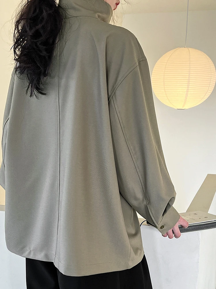 YERMORA White Button Temperament Brief Blouse For Women Stand Collar Long Sleeve Loose New Shirt Fashion Tide Spring Autumn 2025