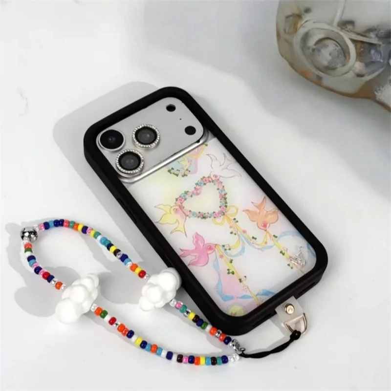 Wildflower ins Dove Diaries الملونة الشريط قضية الهاتف آيفون 17 16 15 14 13 12 برو ماكس الحب القلب حمامة غطاء مقاوم للصدمات #3