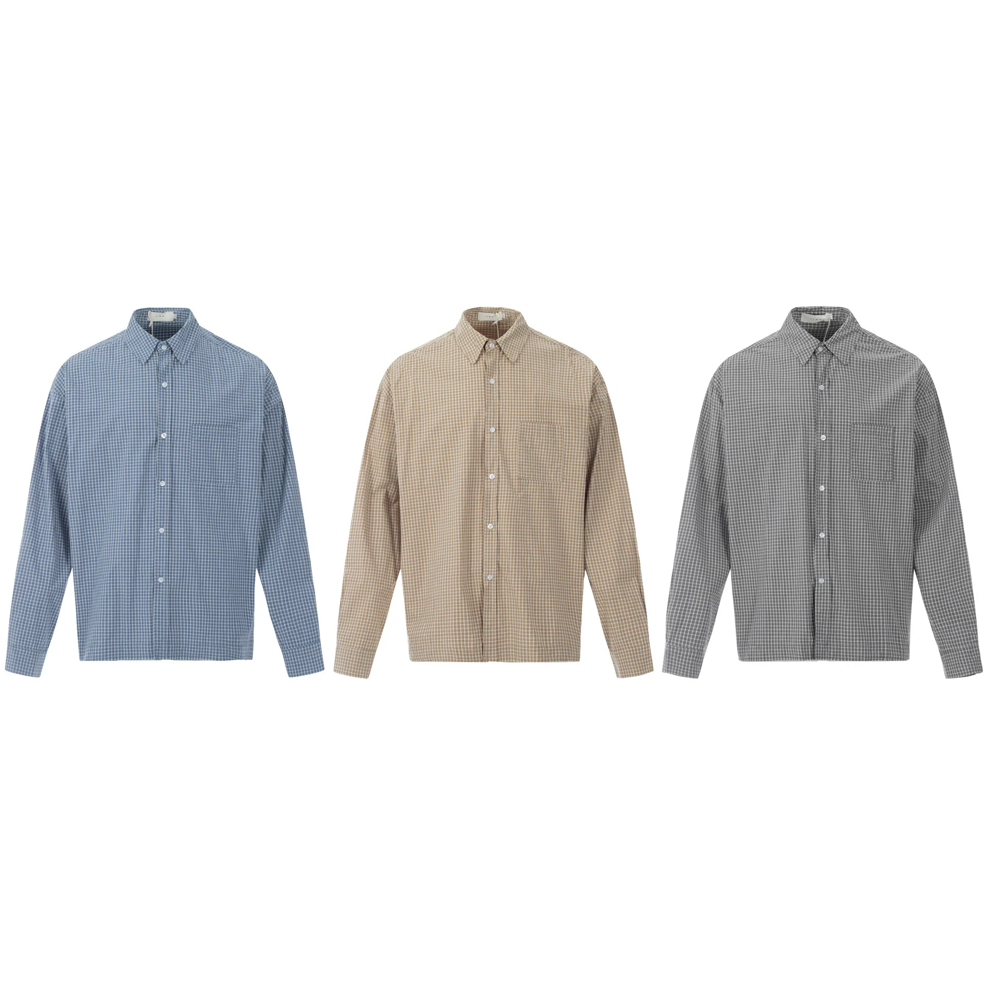 

American Sle Plaid Long Sve irt ex Loose Collar Open Cardigan Simple 3D Casual Base Layer Versatile Cotton irt