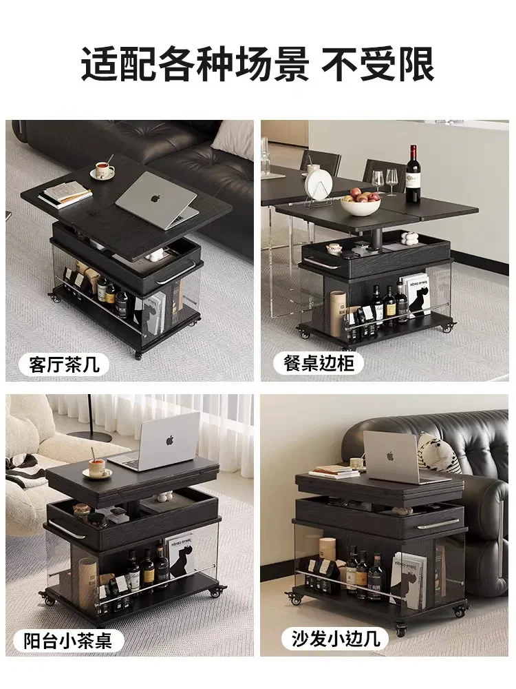 Luz de luxo madeira maciça elevável mesa café sala estar doméstico pequeno apartamento varanda mesa chá moderno simples lado móvel