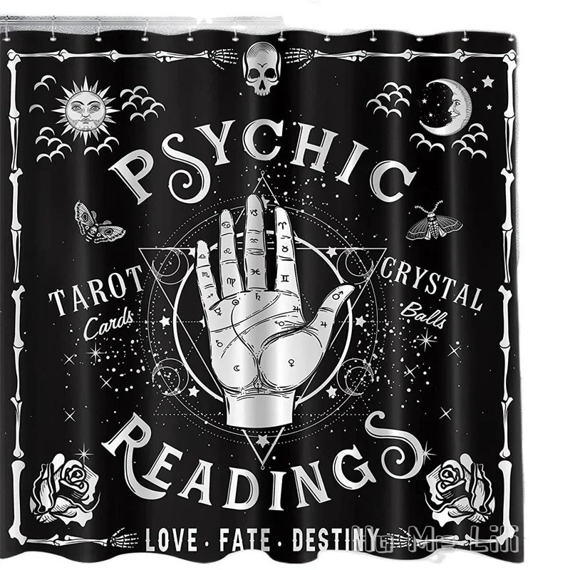 Gothic Halloween Psychic By Ho Me Lili Shower Curtain Palmistry Spooky Cool Hippy Mysterious Tarot Whimsy Bathroom Decor