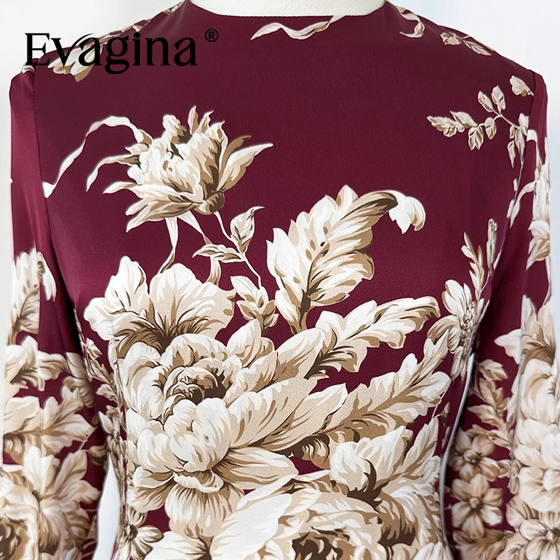 Evagina 2025 الخريف الأبيض الوردي التفاف الأرداف وقصة ضيقة مزاجه أنيقة غير مرنة الاستخدام اليومي فستان أنيق