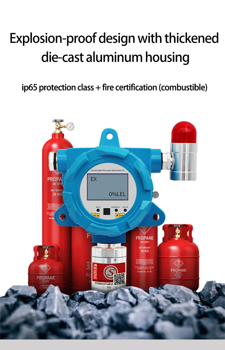 Aikesi GT-GND20 HCN Gas Detector Alarm Fixed Gas Leak Detector Industrial/Laboratory/ Household Combustible Gas Detector Alarm