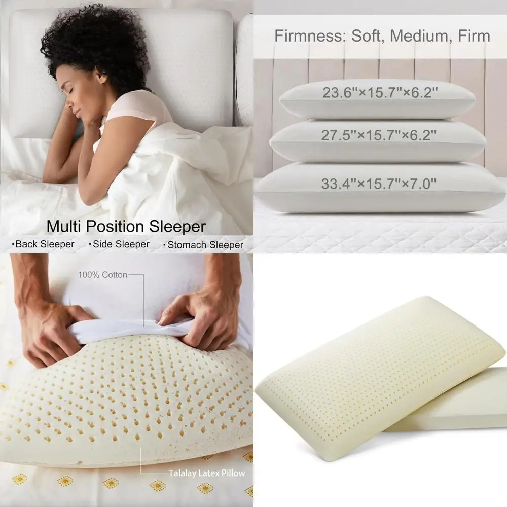 

Латексная подушка Talalay средней поддержки — натуральный, мягкий, дышащий чехол для сна по бокам, спине и живота