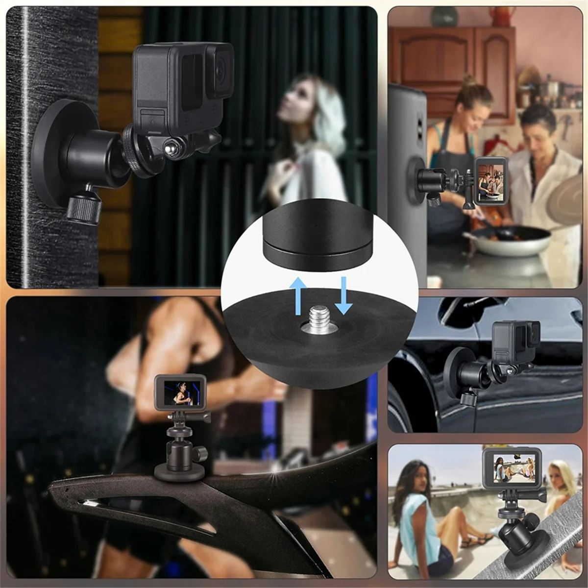 자기 흡입 브래킷 베이스, 나사 나사 구멍, 액션 카메라 거치대, 카메라 사진 액세서리, 1/4 인치