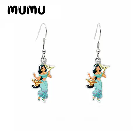 2024 New Aladdin Dangle Earring Princess Jasmine Acrylic Earrings Handmade Jewelry Epoxy Resin Fish Hook Earring