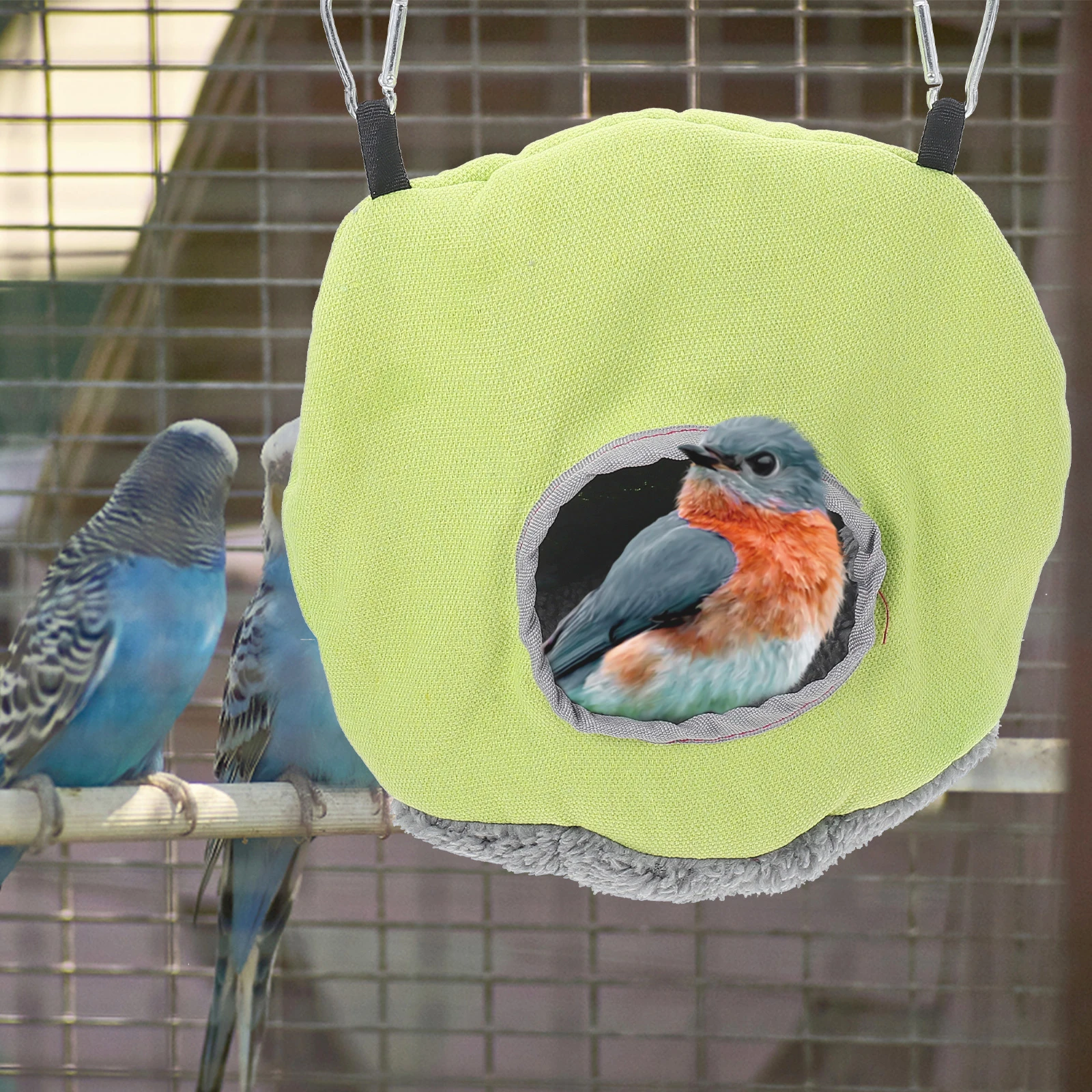 

Warm Bird Nest Bed Cage Safe Semi Enclosed Pet Nests Shells Plastic Parrots Round Large Sleeping House Ideal Play Rest Place
