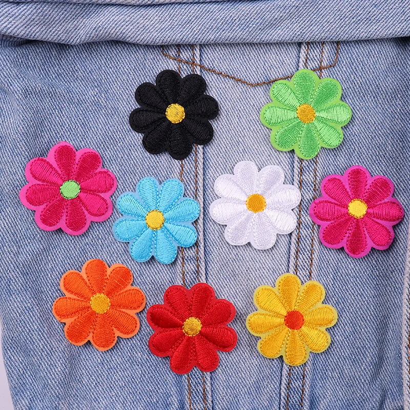 10 Teile/lose Daisy Sonnenblume Blume Stickerei Patch Eisen Auf Patches Für Kleidung Thermoadhäsive Patches Auf Kleidung Jacke Nähen DIY