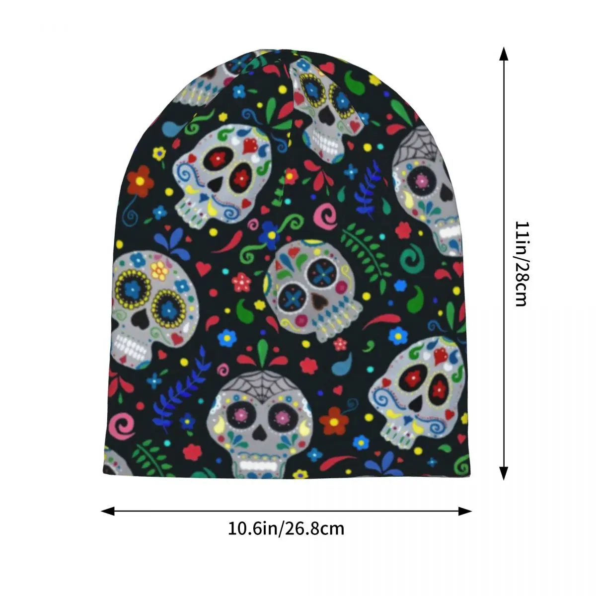 Dia De Los Muertos Sugar Skull Beanie Hats Floral Knit Hat Kpop Thermal Elastic Men Women Caps Autumn Winter Vintage Bonnet Hats