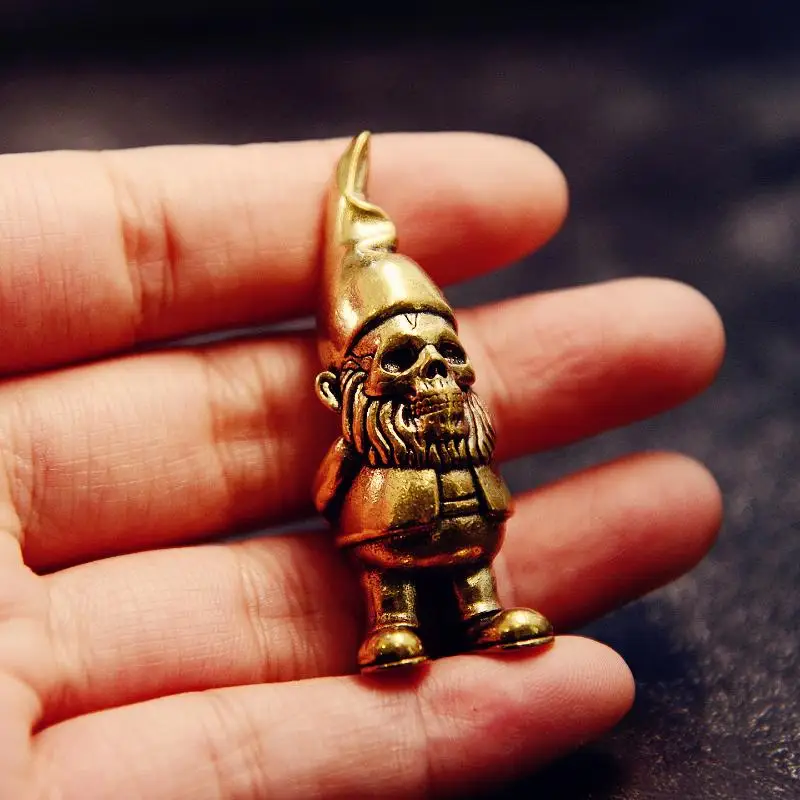 Vintage Copper Gnome Statue Halloween Desktop Decor Creative Present For Home And Festival Decoration