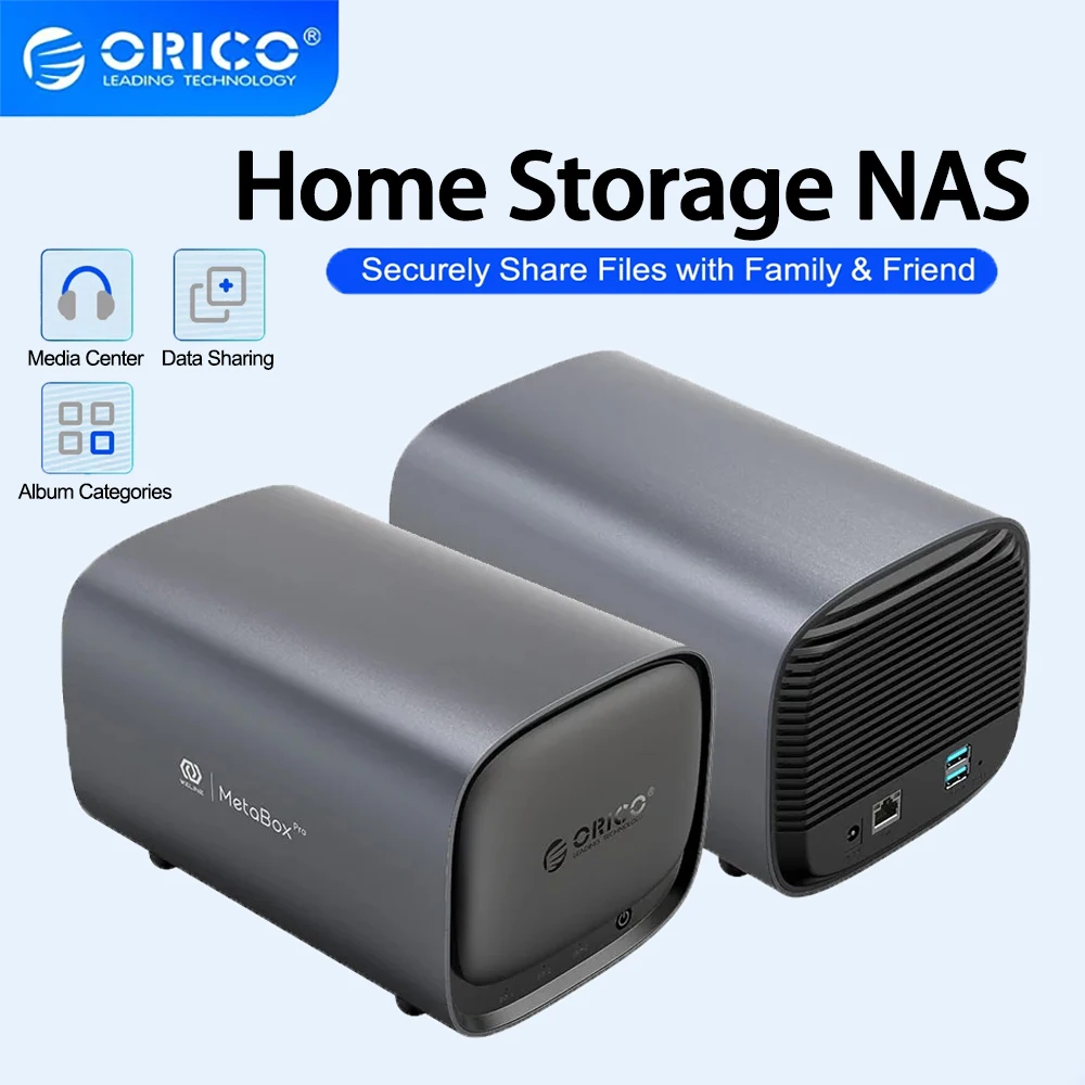 

ORICO 2 Bay NAS Server 3.5" HDD M.2 NVMe SSD Network Nas Server Storage Support Raid Remote Access Share Data Family Video NAS