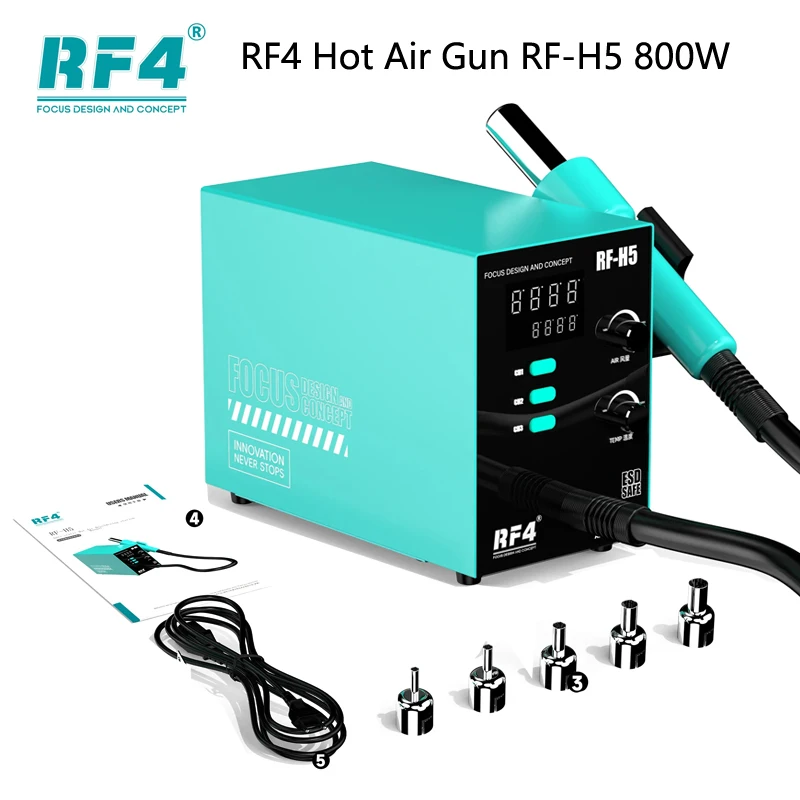 RF4 RF-H5 800W Fast Desoldering Hot Air Gun Soldering Station Digital Display Intelligent Rework Station To PCB Chip Repair