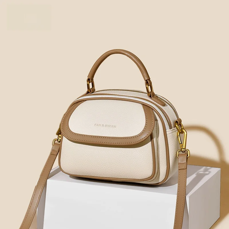 Fansi Man Women's Crossbody Bag 2026 New Style Mom Model High-End Single Shoulder Bag Multi-Layer Small round Soft Bag