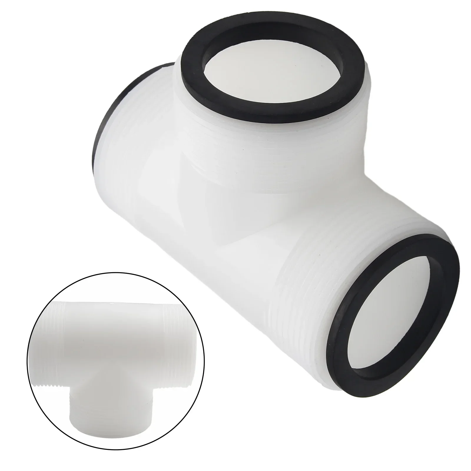 Pool Pump Hose Tee for Intex Systems with Dual 1.25 Inch Threads and TPE Seals Supporting Hose Branching and Flow Management