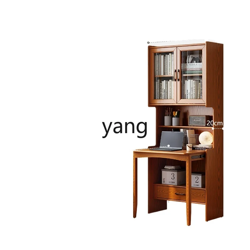 

LH folding desk bookcase integrated solid wood household computer desk bedroom corner bookshelf
