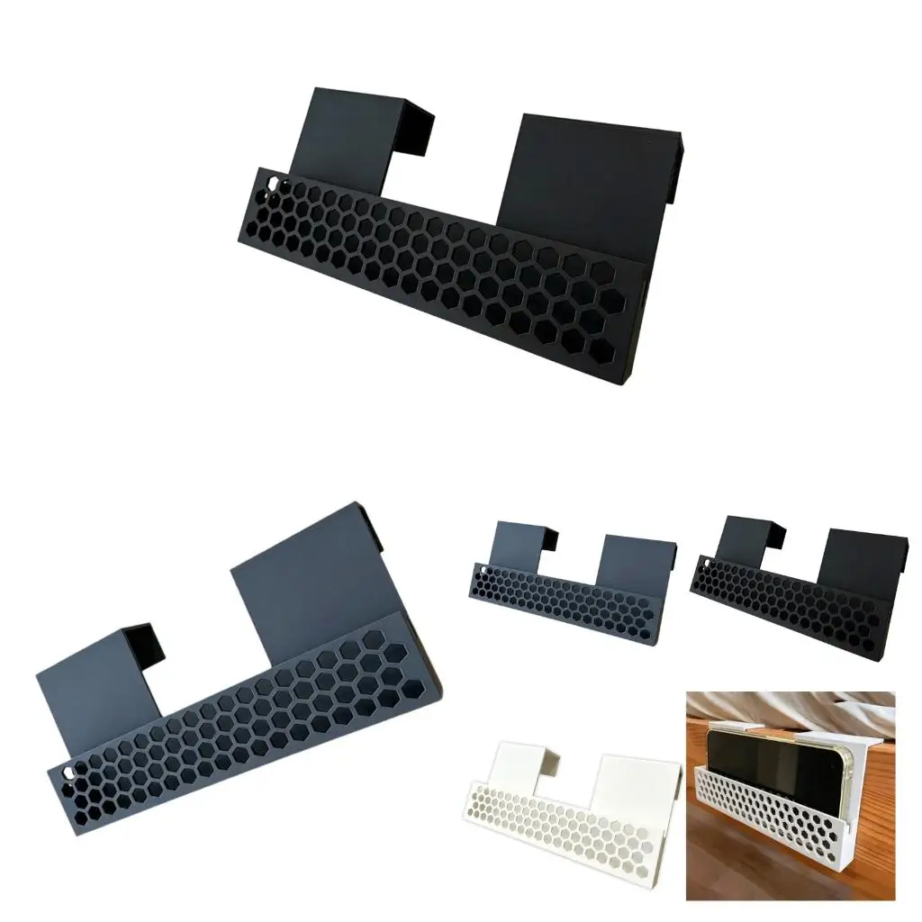 Headboard Phone Shelf with Open Tray and Cable Slot Suitable for Dorm Rooms