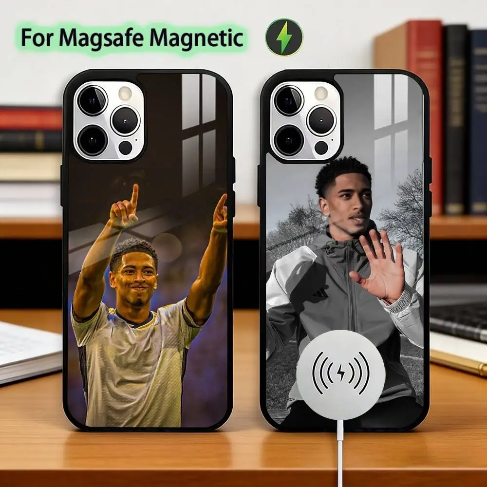 

J-Jude Football B-Bellingham Phone Case For iPhone17,16,15,14,13,12,11 Plus,Pro Magnetic with Magsafe Wireless Charging