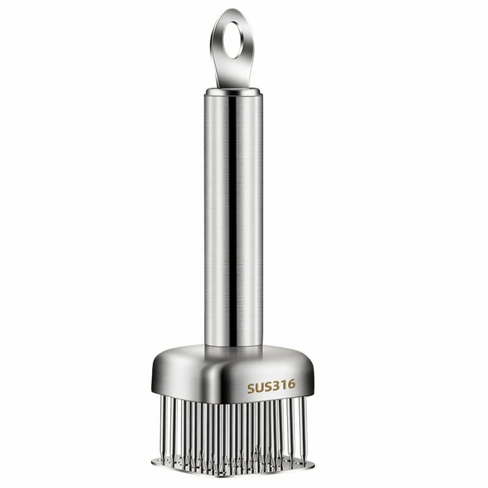Handheld Meat Tenderizer Pin with Metal Handle and Hanging Loop for Grilling Roasting Home Cooking