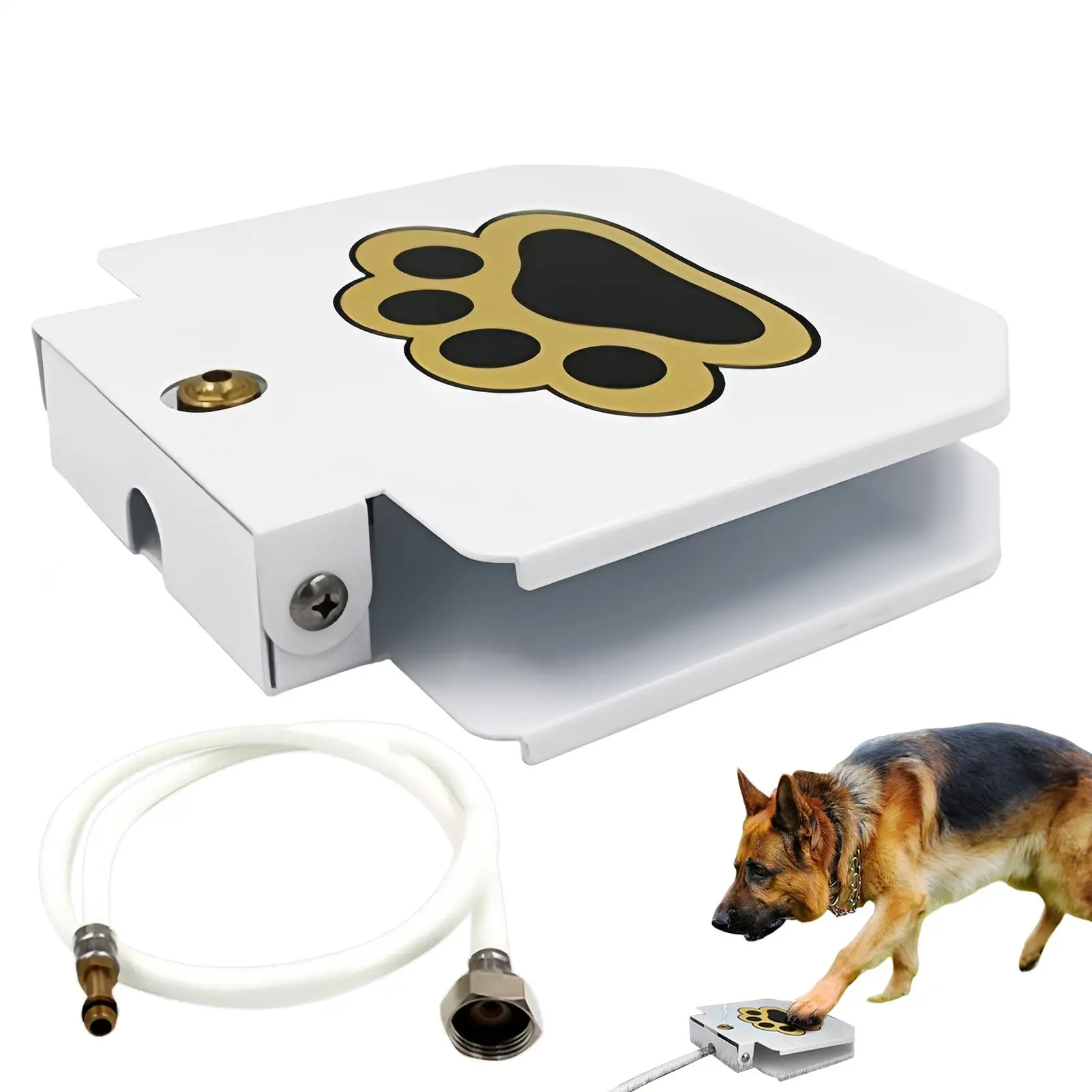 

Outdoor Dog Water Fountain Solid Coated Metal Pet Sprinkler Step on Water Feeder Dog Sprinkler Toy for Garden Backyard