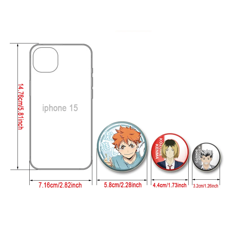 Anime Haikyuu da 32/44/58 mm!! Spille con stampa HD Distintivo fatto a mano Figura di cartone animato Kenma Kozume Spille con display rotondo