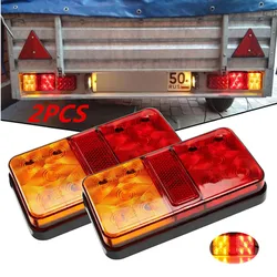 2PCS Truck Warning Indicator Light 12V Universal Trailer Tail Lights 10LED  Brake Stop Light Boat Truck Light Assembly