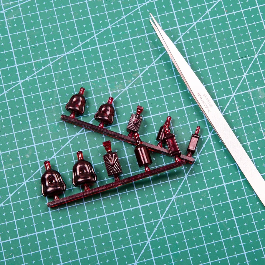 2 مجموعات مصغرة الأحمر الكرمة زجاجة نموذج اللعب Diy بها بنفسك نموذج صنع/دمية الديكور عرض/ديكور المنزل/ديوراما